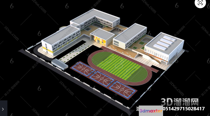 A 3D Rendering Of A School Building 3D Model - 373 - VRAY Render