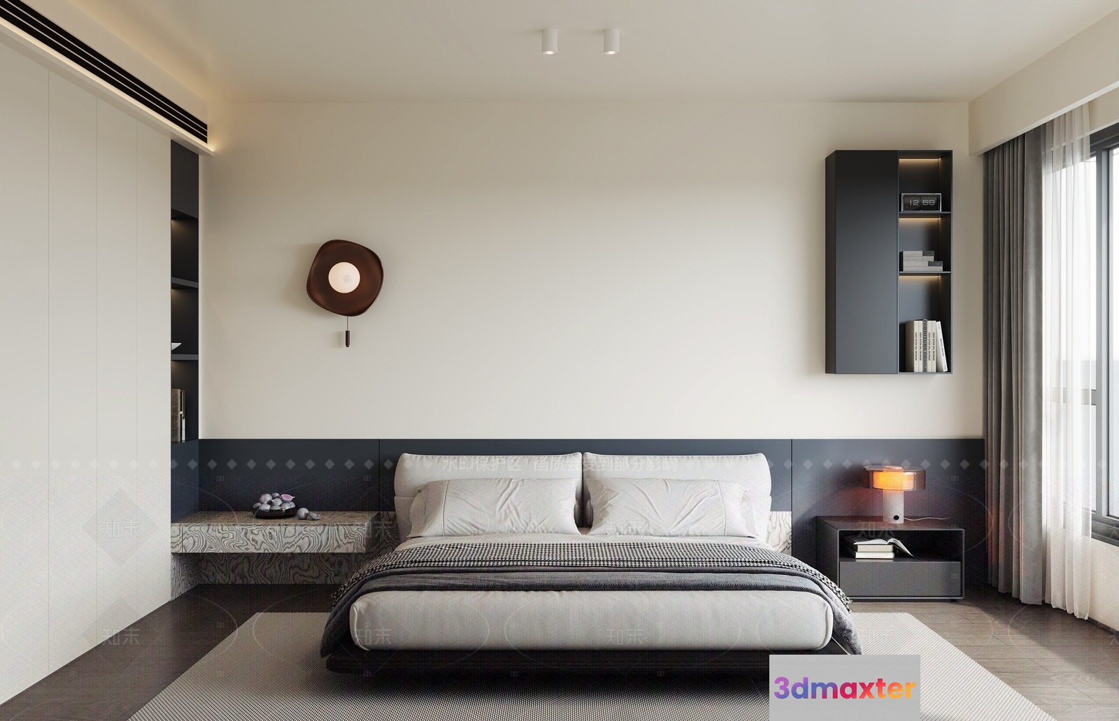 Modern Minimalist Bedroom 3D Model - 339 - CORONA Render
