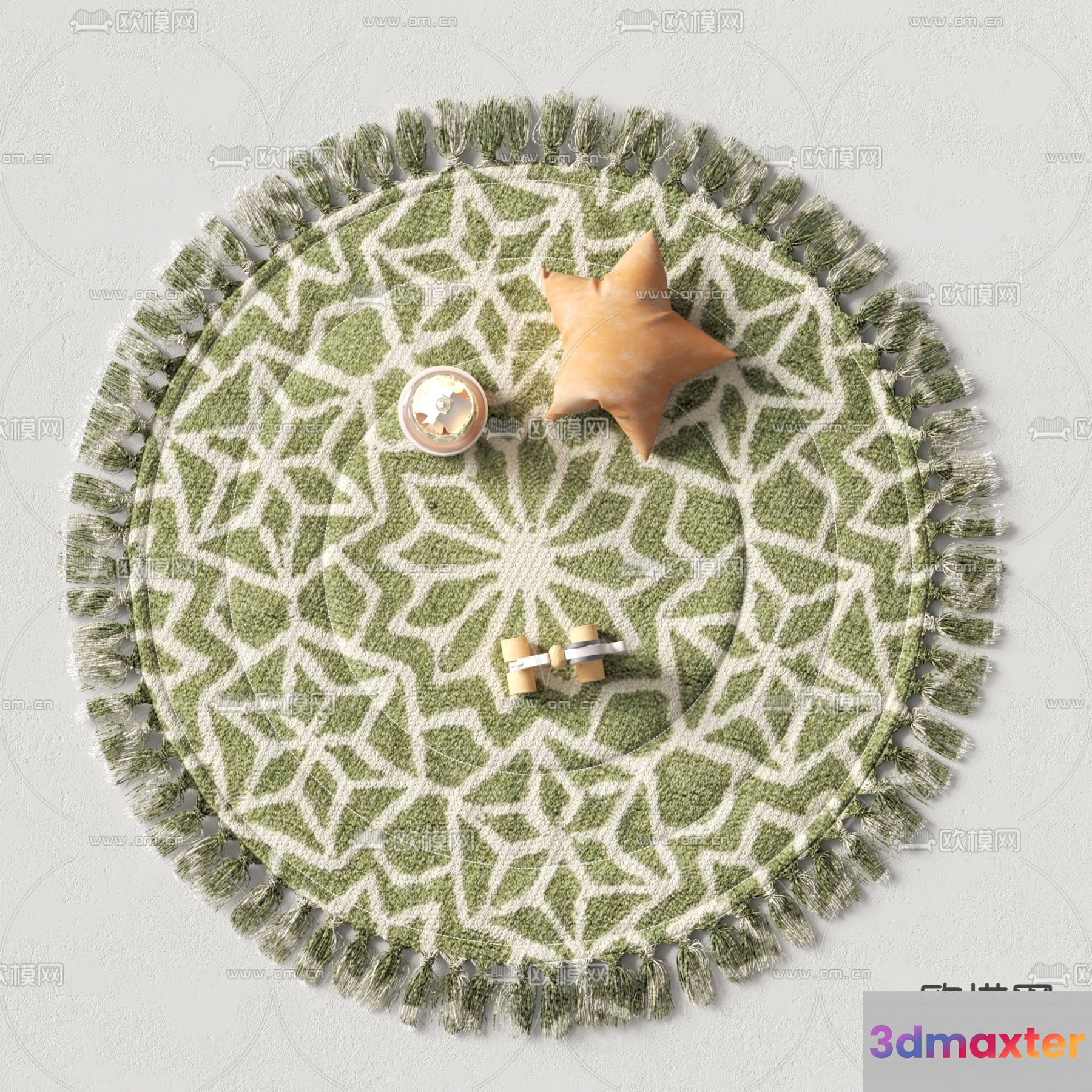 Green And White Rug 3D Model - 21055 - VRAY Render