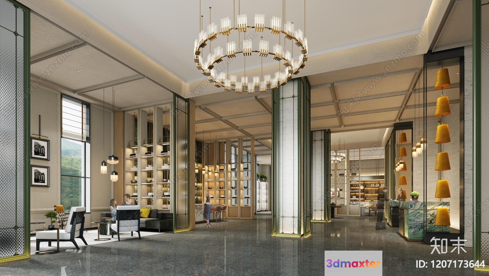 Modern Hotel Lobby 3D Model - 963 - CORONA Render