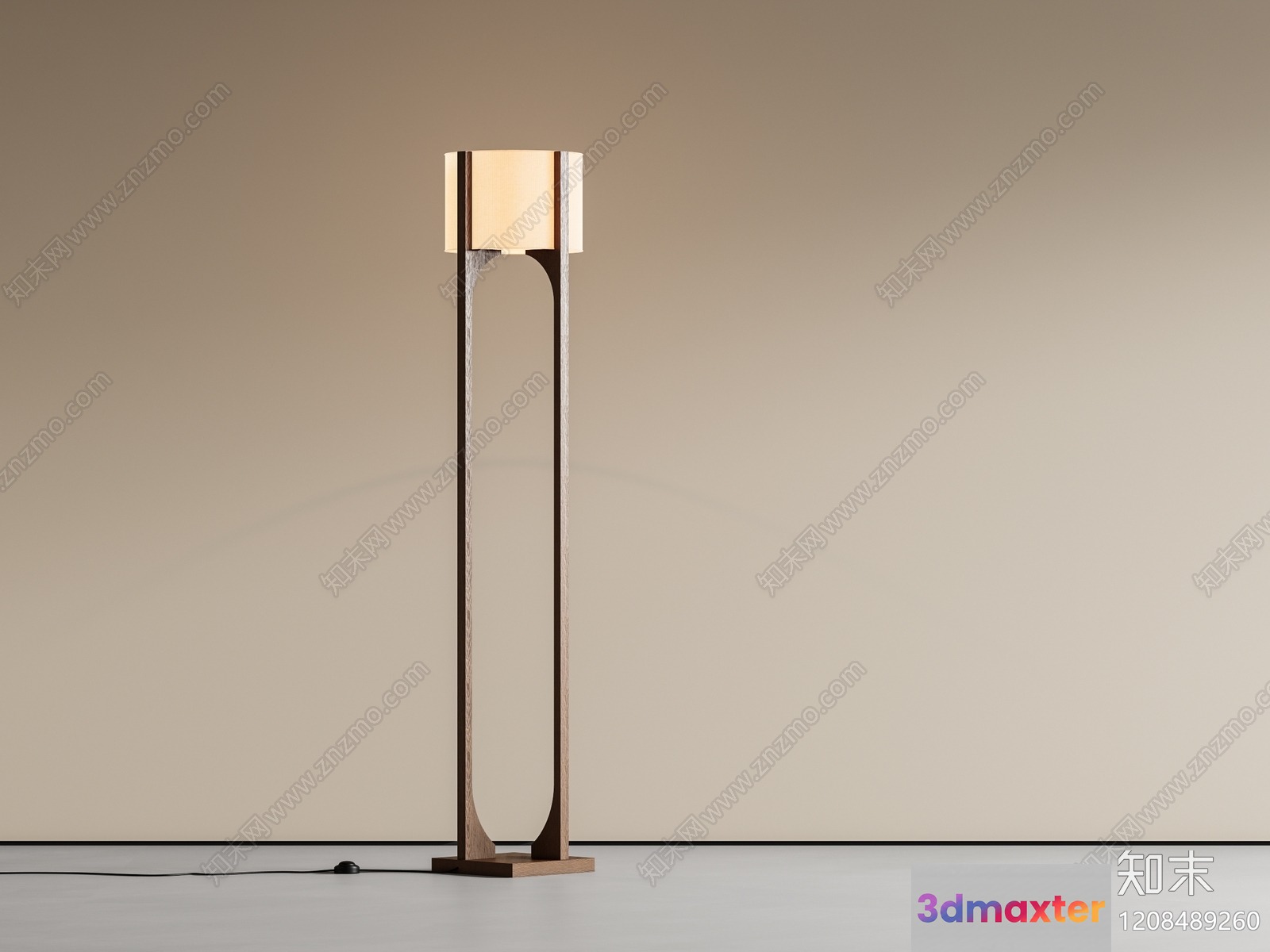 A Tall Lamp With A Wooden Base 3D Model - 20046 - VRAY Render