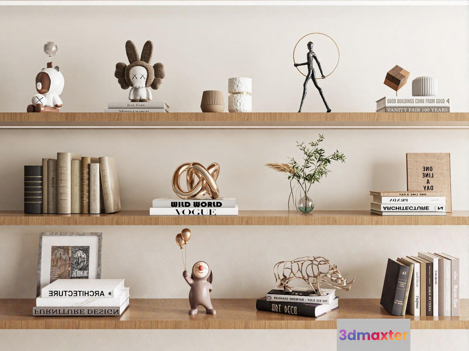 Minimalist Decorated Shelves 3D Model - 23379 - VRAY Render