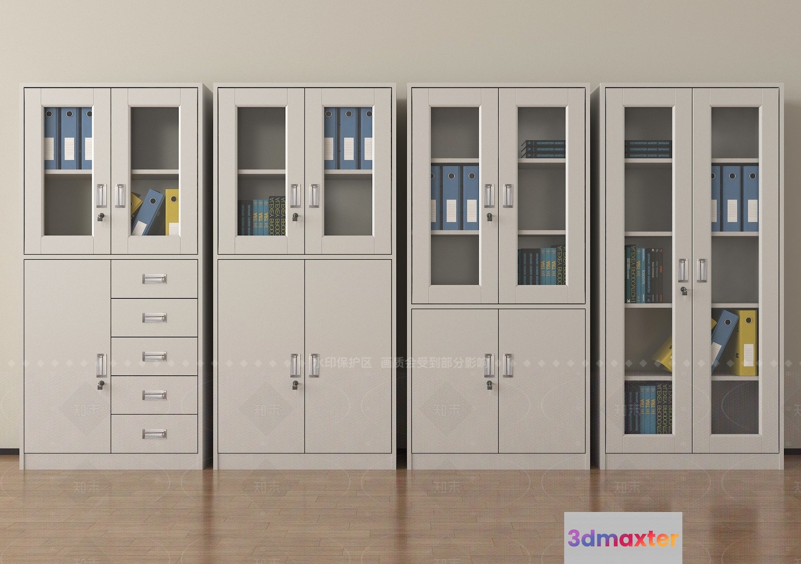 White Metal Office Furniture 3D Model - 16591 - VRAY Render