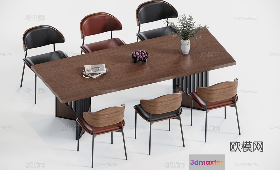 A Dining Table With Chairs 3D Model - 8459 - CORONA Render