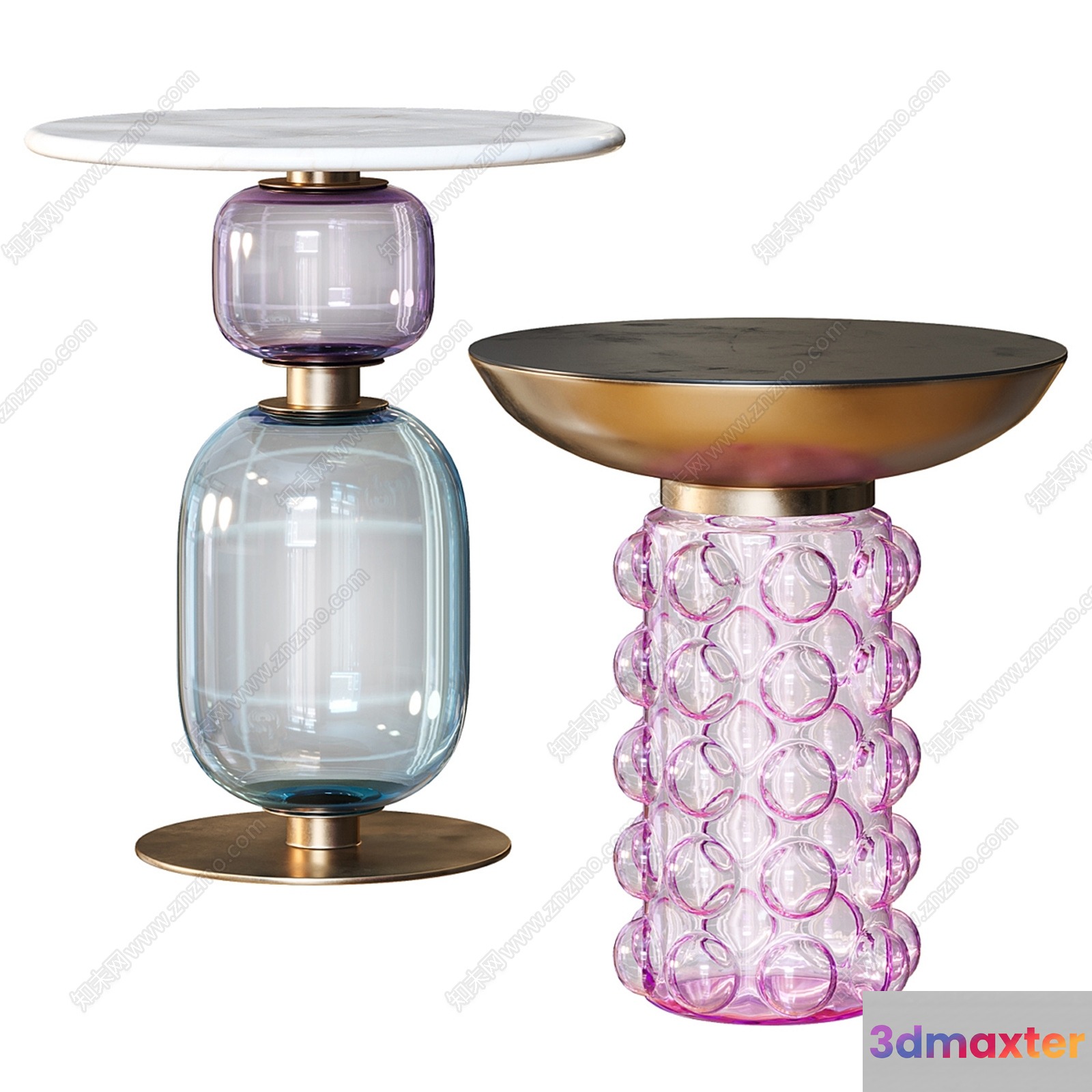 Decorative Glass Side Tables 3D Model - 388 - VRAY Render
