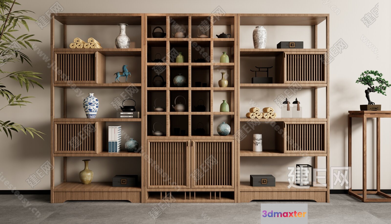 Wooden Shelving Unit 3D Model - 3741 - VRAY Render