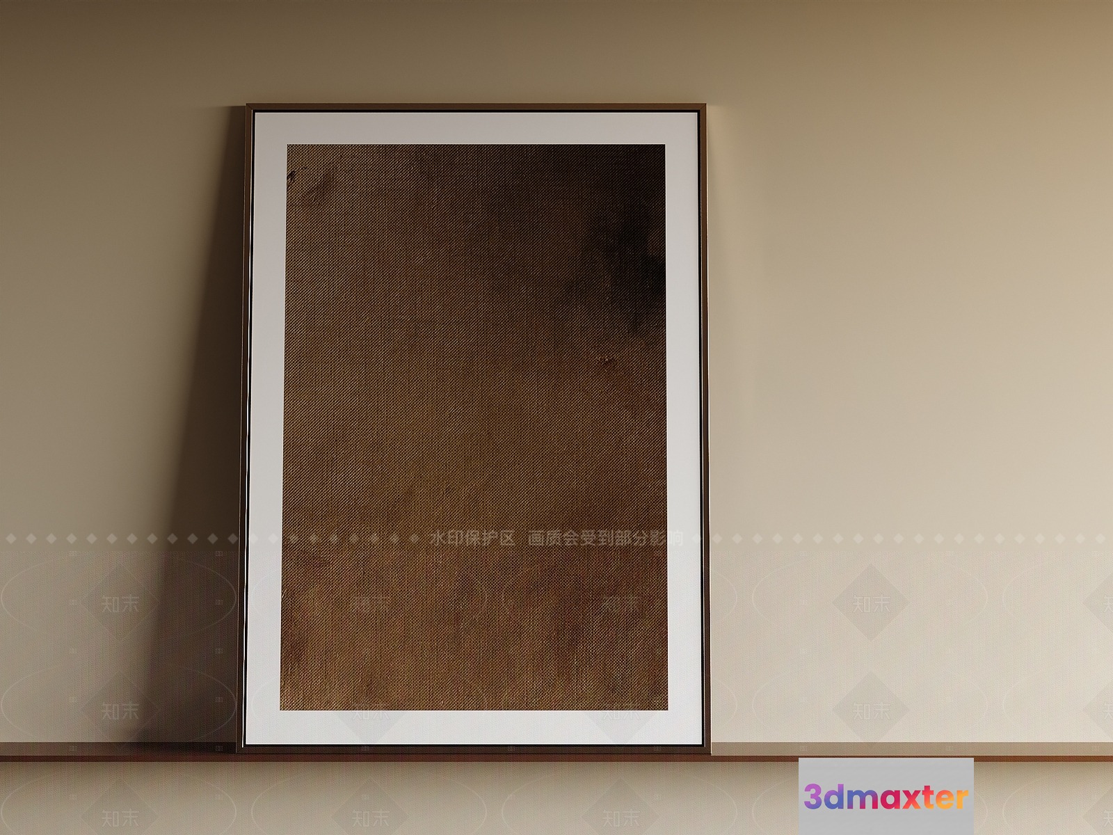 A Framed Piece Of Art Possibly A Painting Or Photograph With A Brown 3D Model - 2983 - VRAY Render