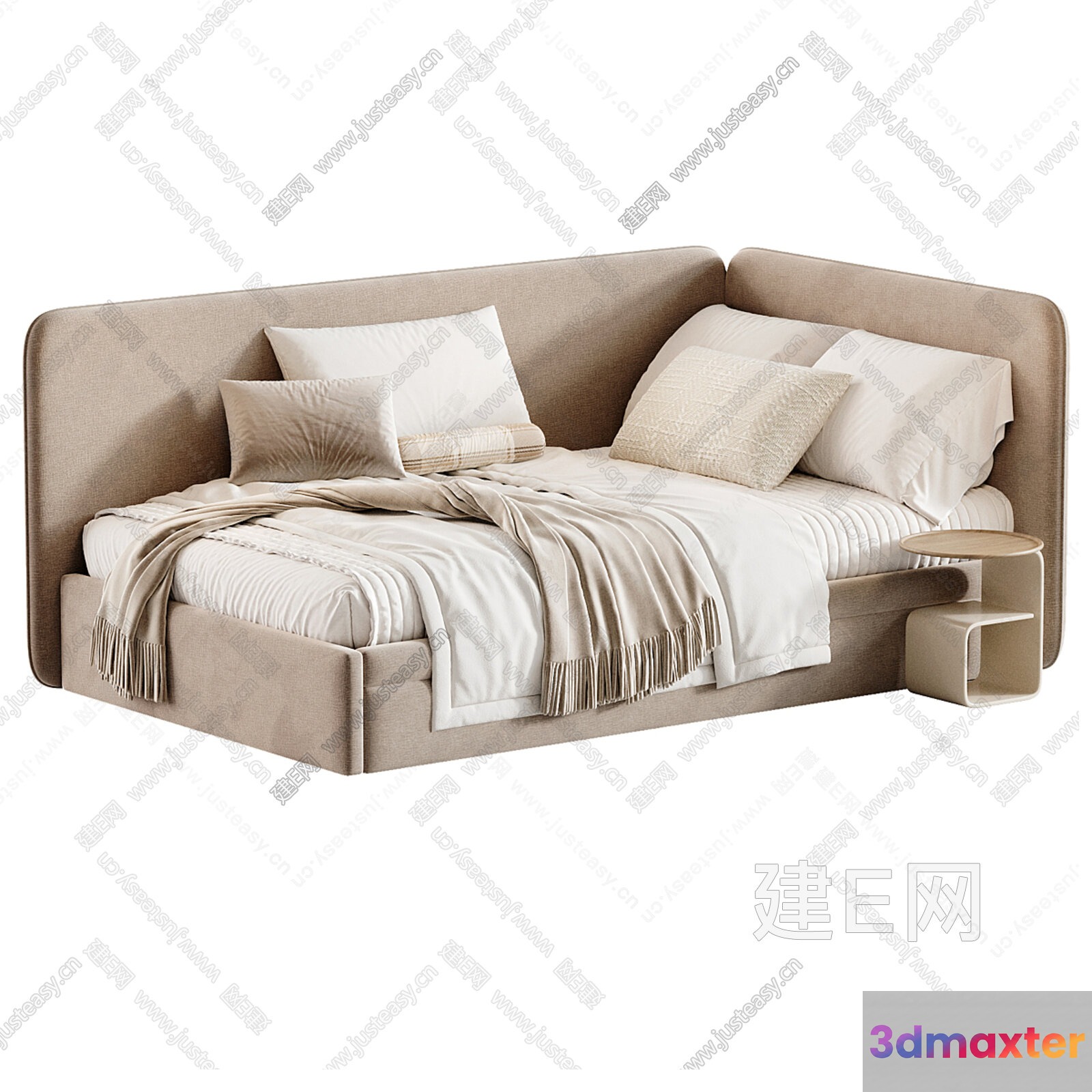 Modern Beige Bed 3D Model - 15309 - CORONA Render