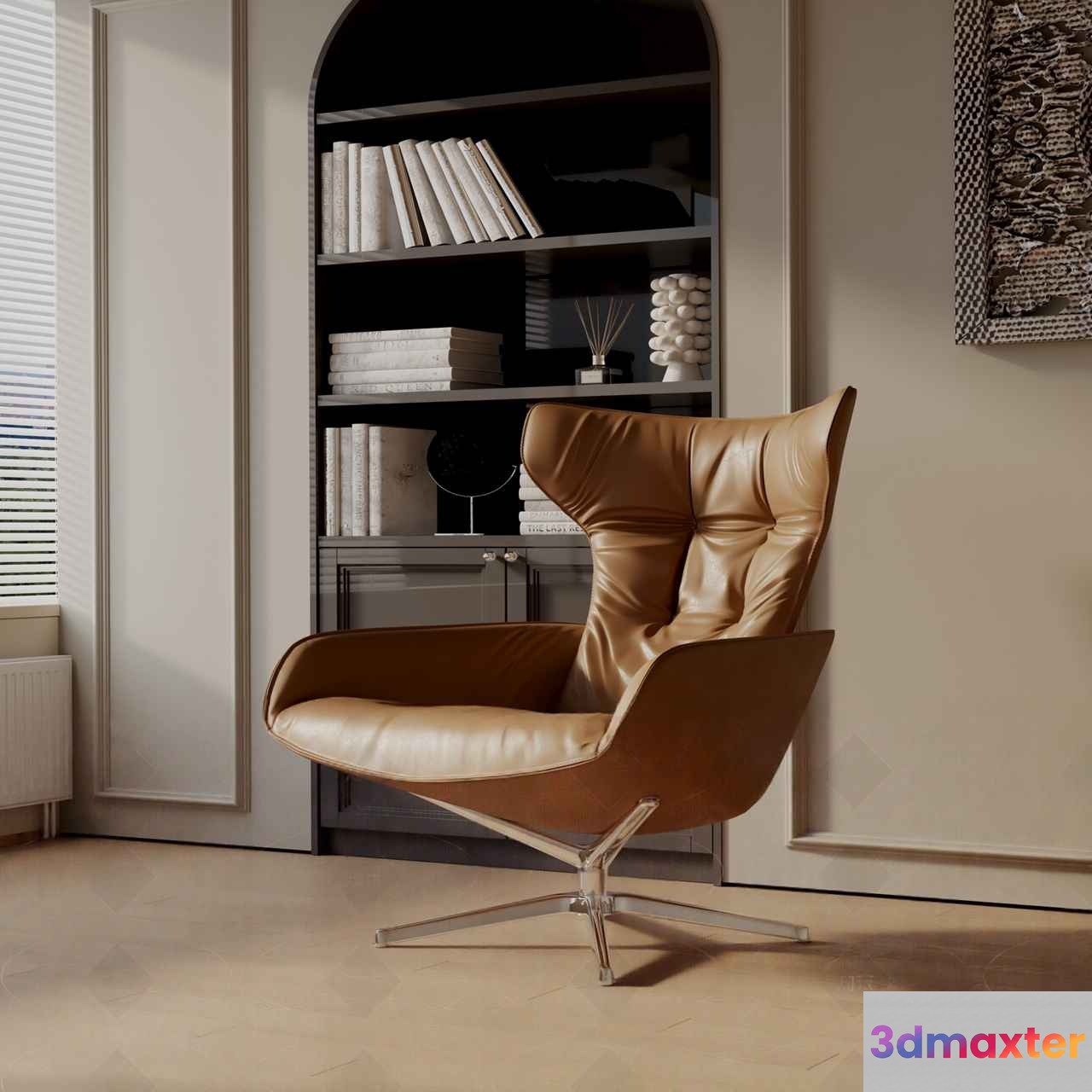 Modern Tan Leather Chair 3D Model - 17171 - VRAY Render