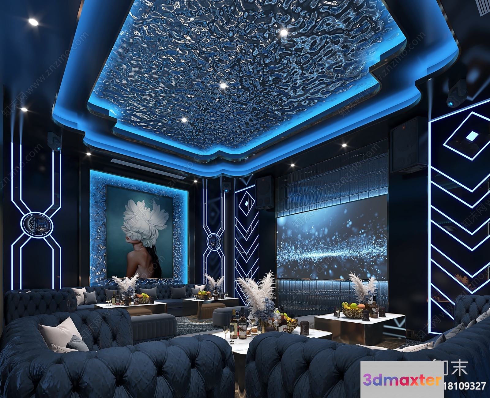 Modern Lounge Area 3D Model - 2269 - VRAY Render