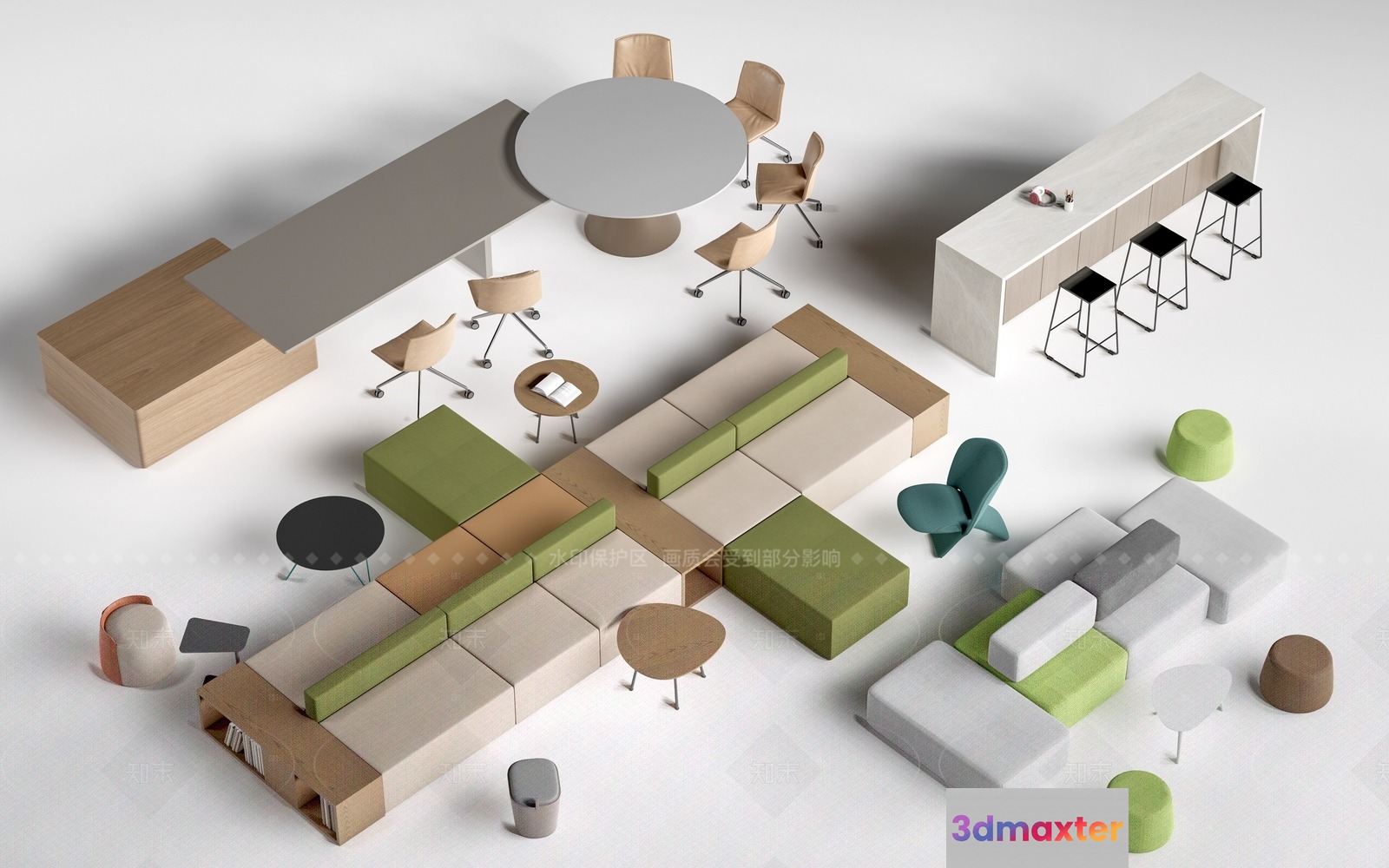 Modern Office Furniture 3D Model - 4294 - VRAY Render