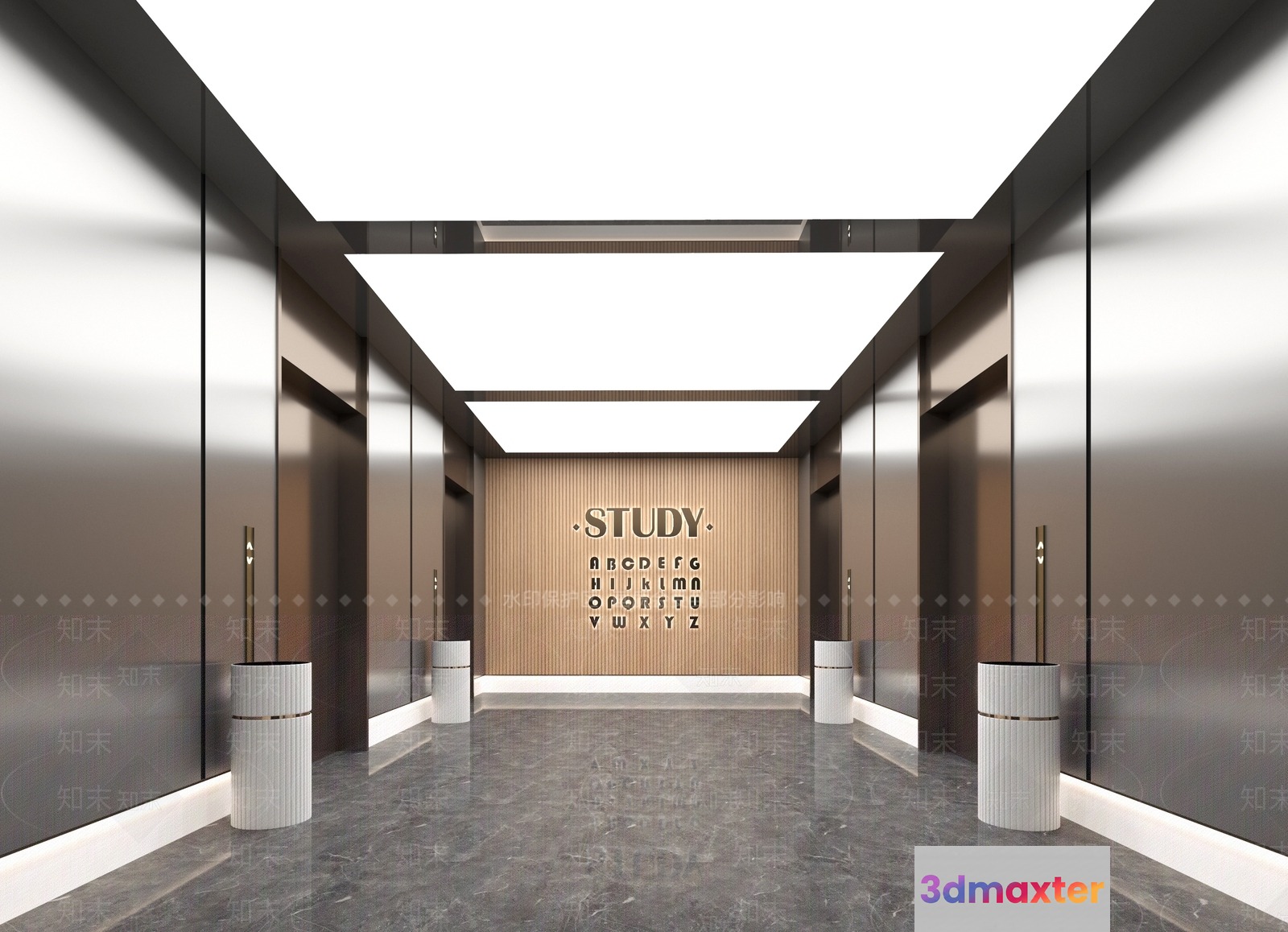 Modern Office Hallway 3D Model - 4326 - VRAY Render