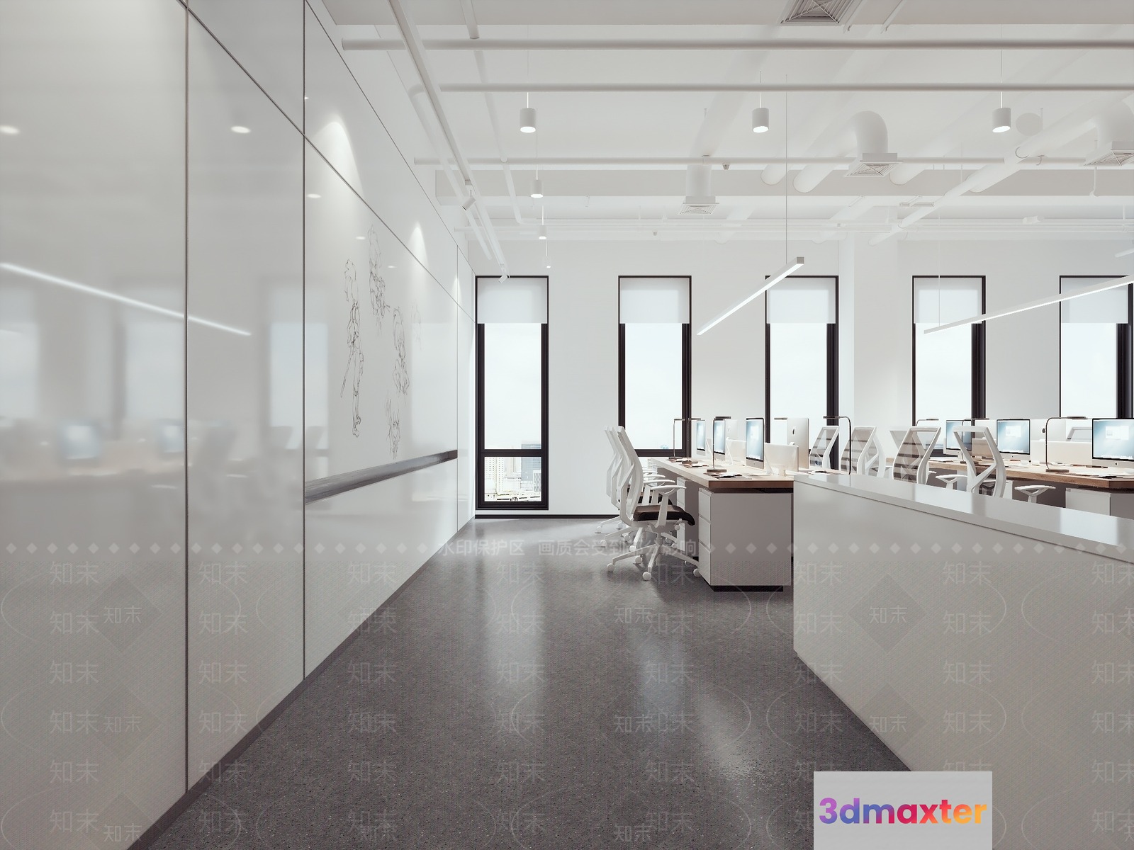 Modern Office Space 3D Model - 5948 - VRAY Render