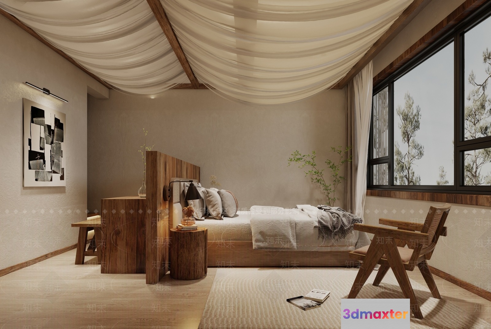 Modern Cozy Bedroom 3D Model - 21821 - VRAY Render
