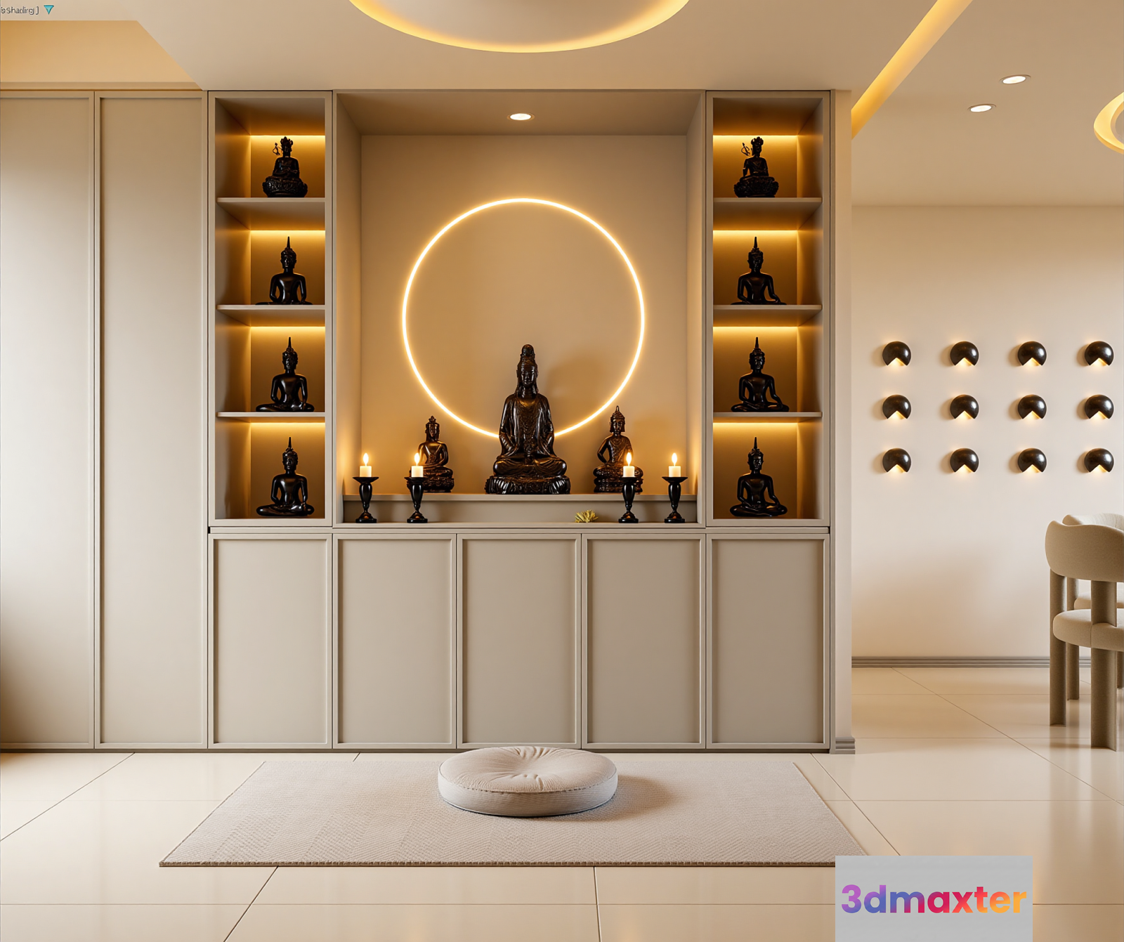 A Serene Meditation Room 3D Model - 6927 - VRAY Render