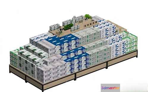 Warehouse With Shelves 3D Model - 21256 - VRAY Render