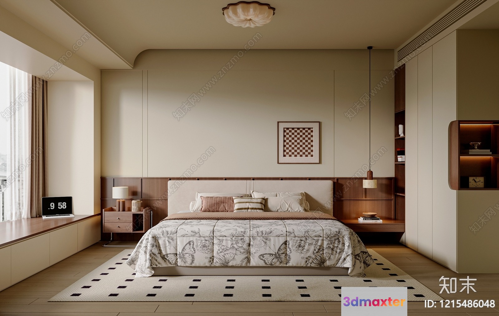 Cozy Modern Bedroom 3D Model - 16098 - VRAY Render