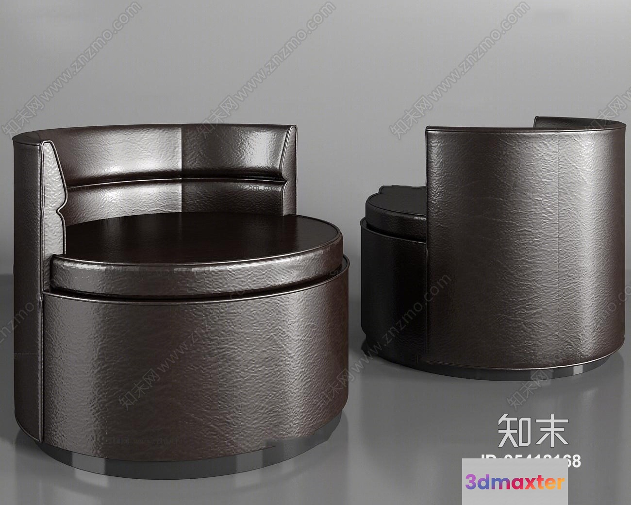 Modern Brown Leather Chairs 3D Model - 11299 - VRAY Render