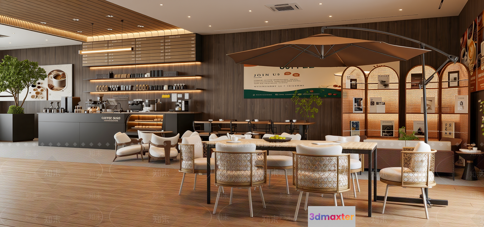 Modern Coffee Shop 3D Model - 3698 - VRAY Render