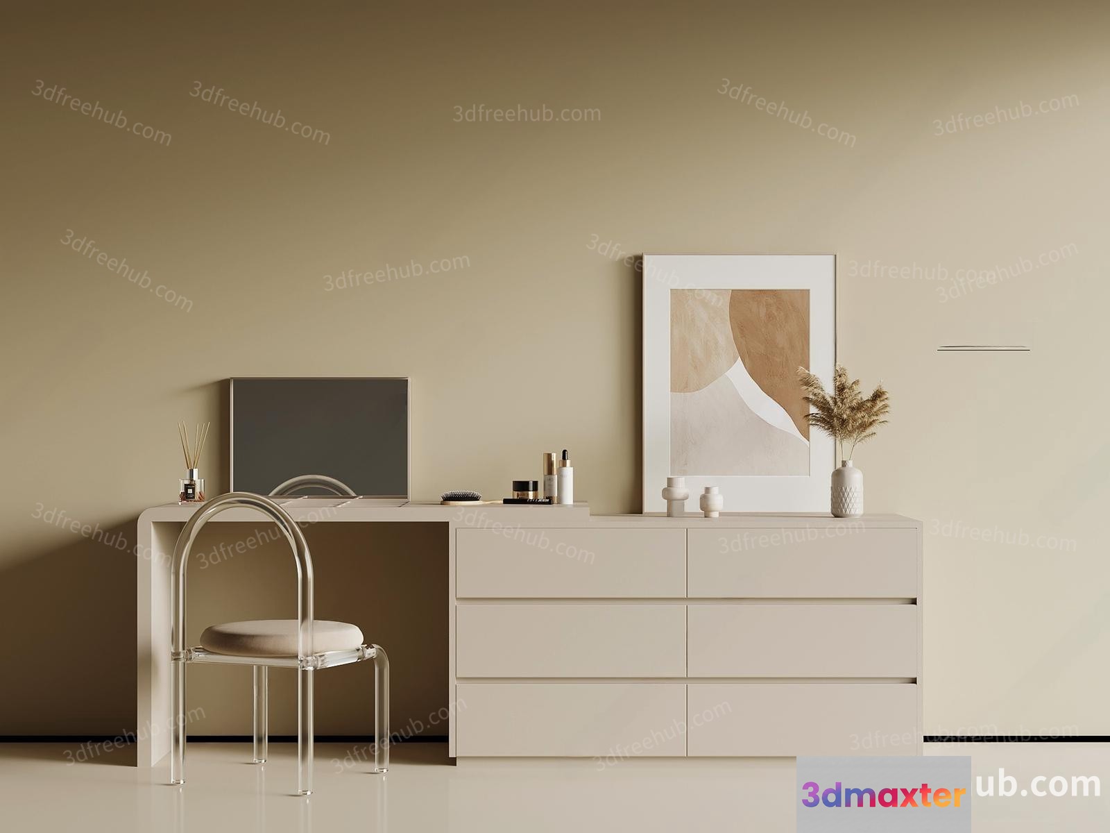 Minimalist Dressing Table 3D Model - 20851 - VRAY Render