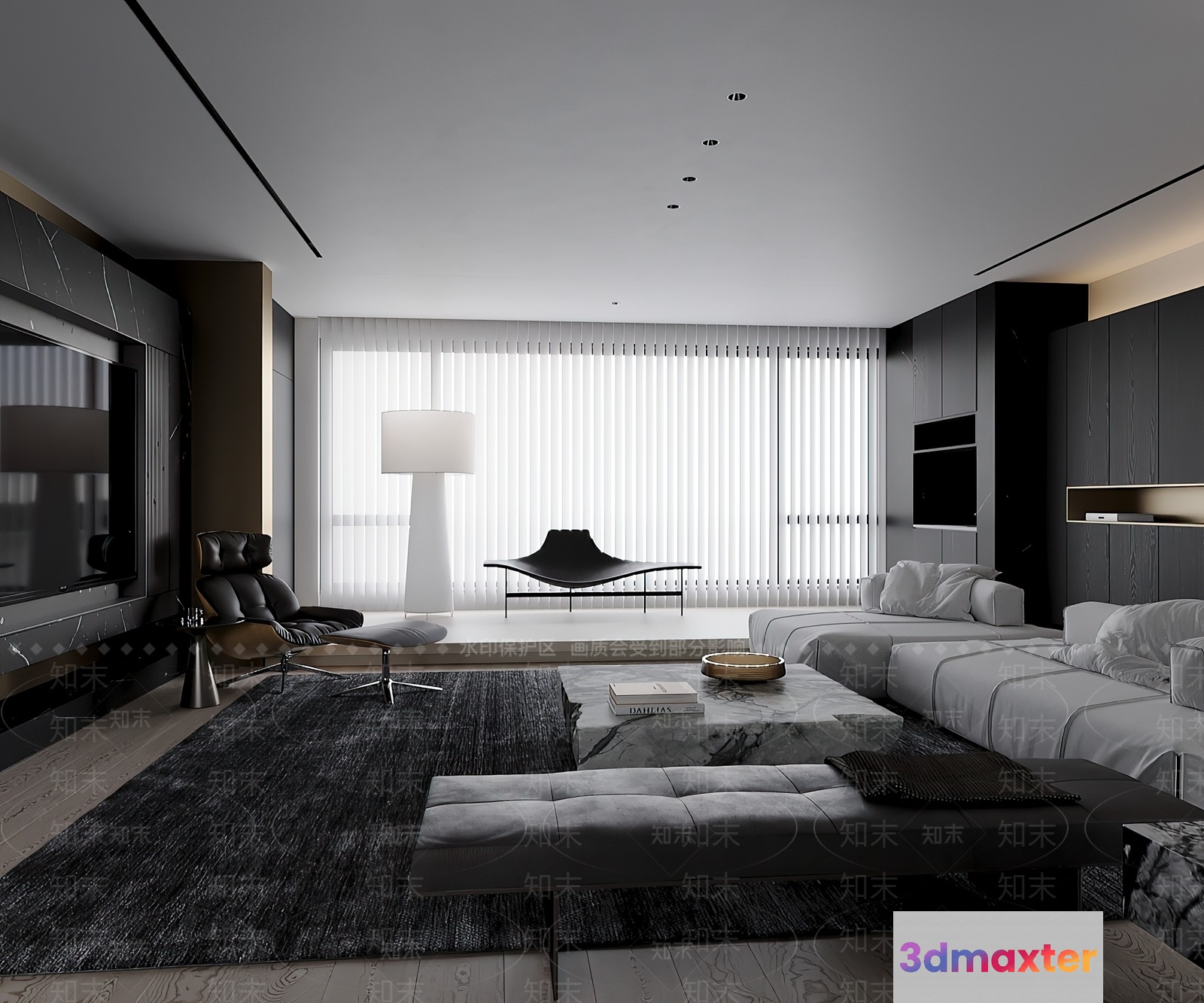 Modern Living Room 3D Model - 9084 - VRAY Render
