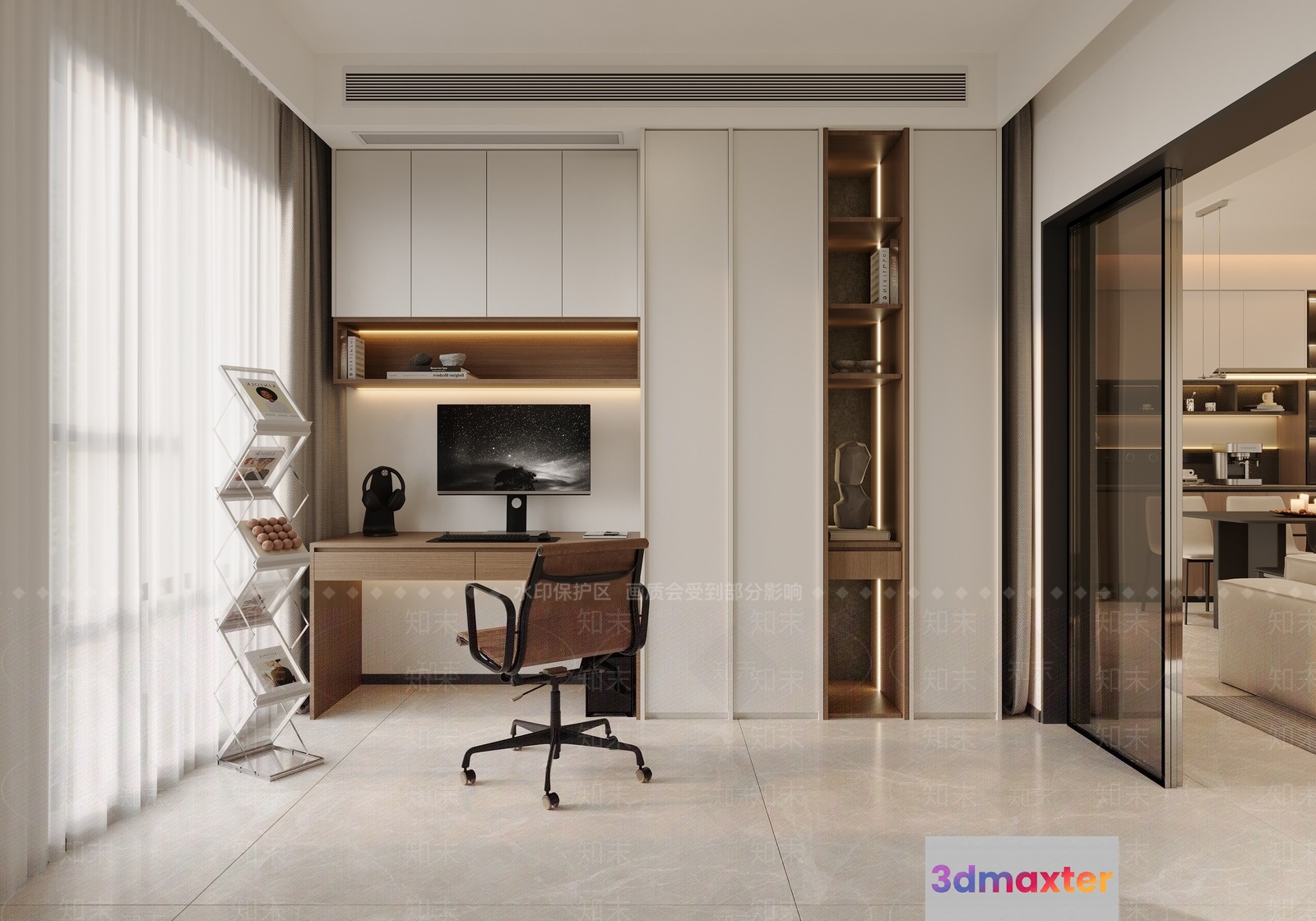 Modern Home Office 3D Model - 10594 - VRAY Render