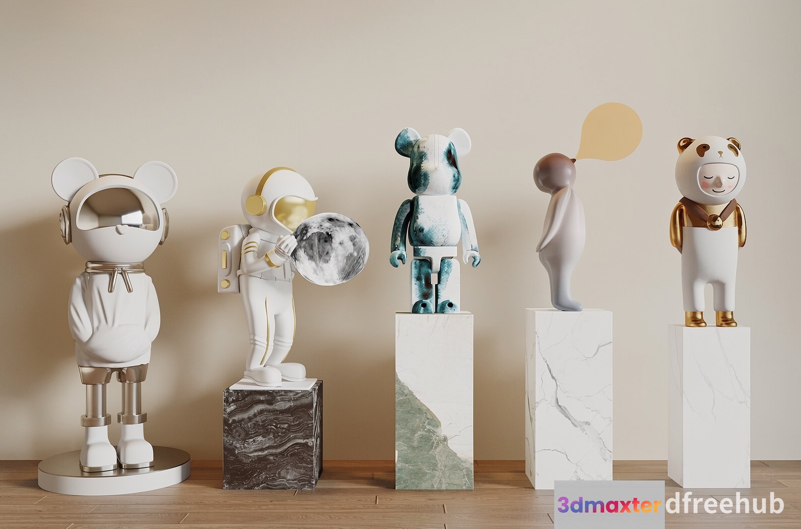 A Collection Of Bear Statues 3D Model - 22250 - VRAY Render