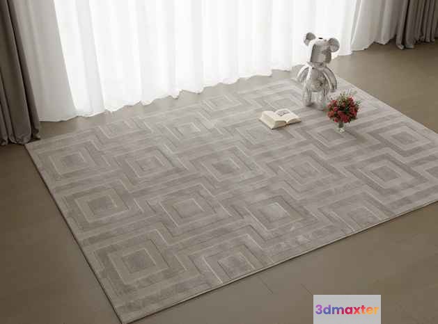 A Light Grey Rug With A Geometric Pattern 3D Model - 15297 - CORONA Render