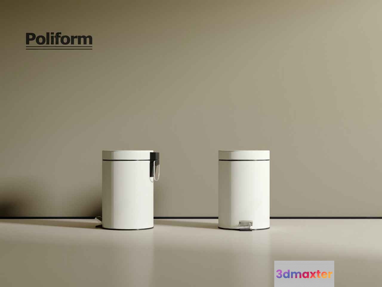 Modern White Trash Cans 3D Model - 8397 - VRAY Render