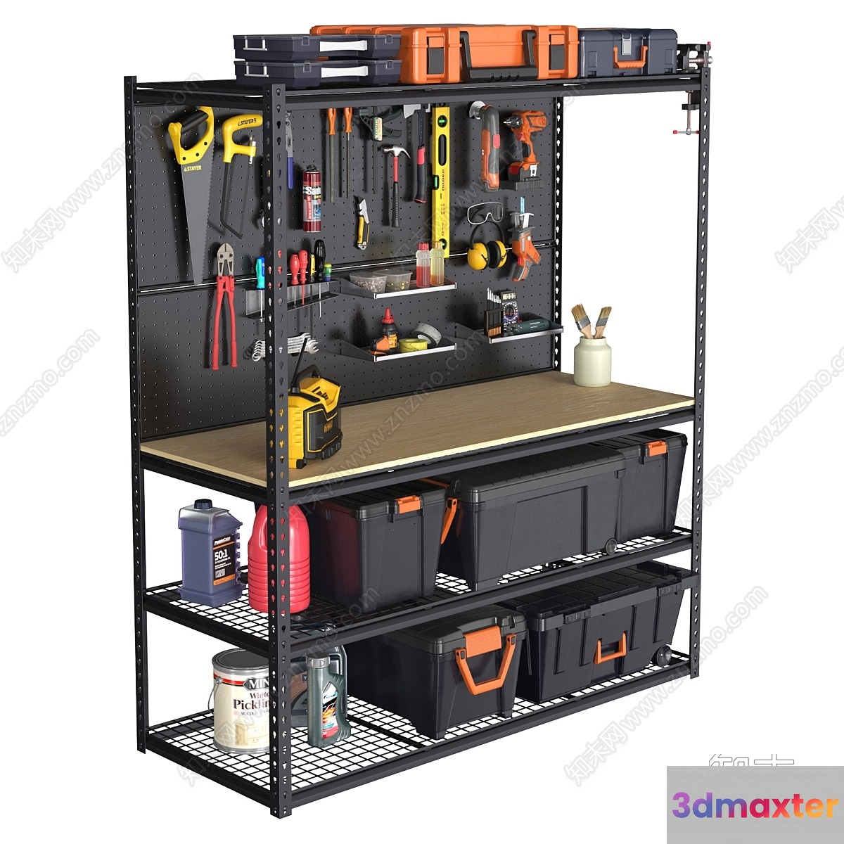 A Black Shelving Unit 3D Model - 1346 - VRAY Render