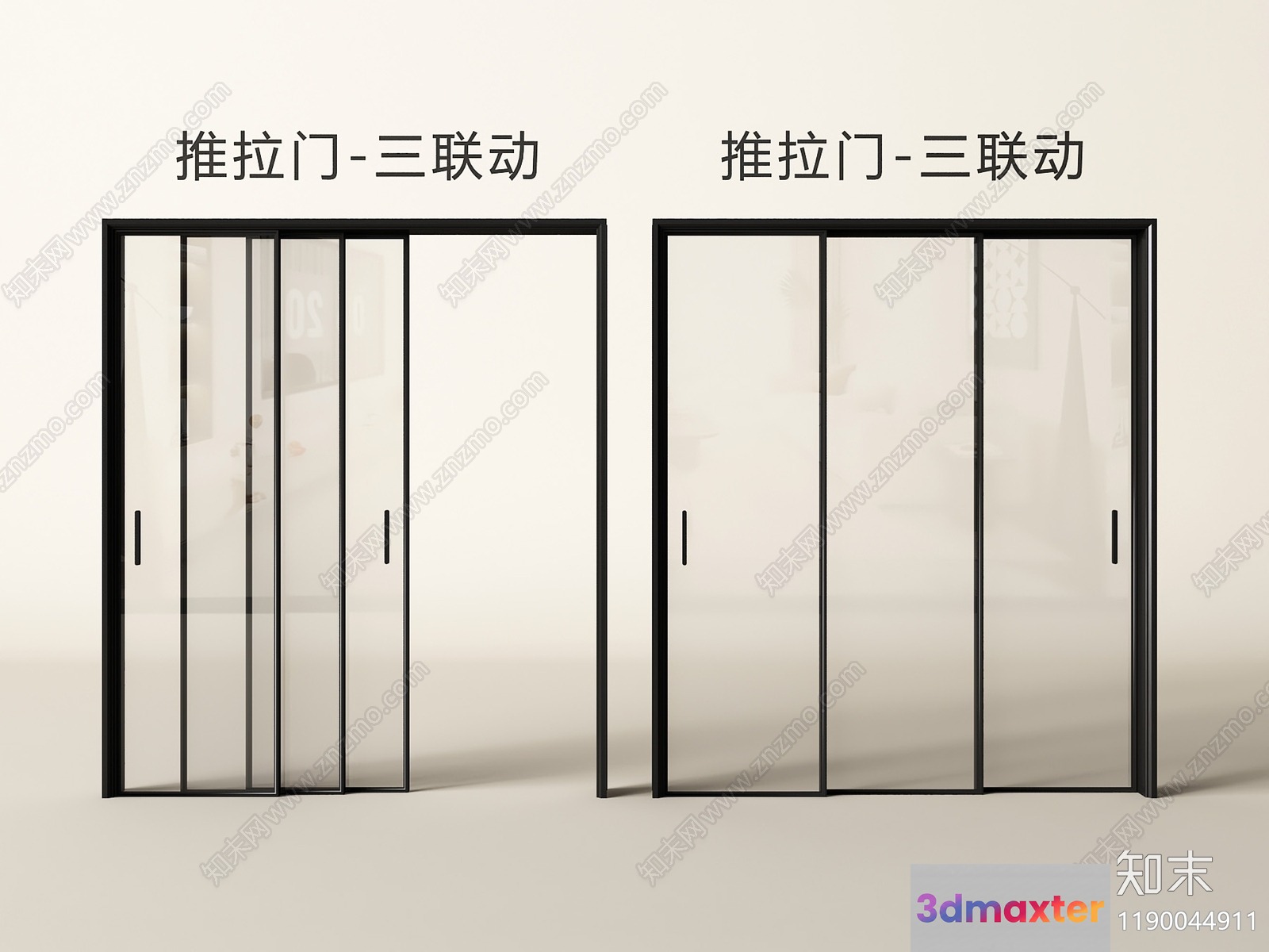 Modern Glass Doors 3D Model - 8773 - VRAY Render