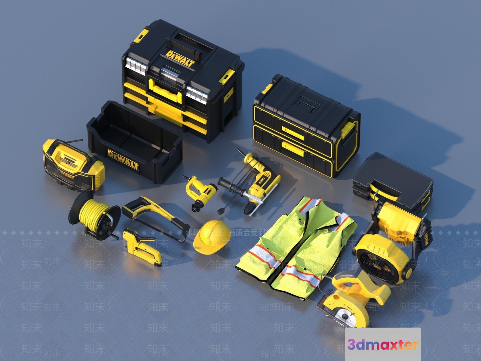 Yellow And Black Tools 3D Model - 14457 - VRAY Render