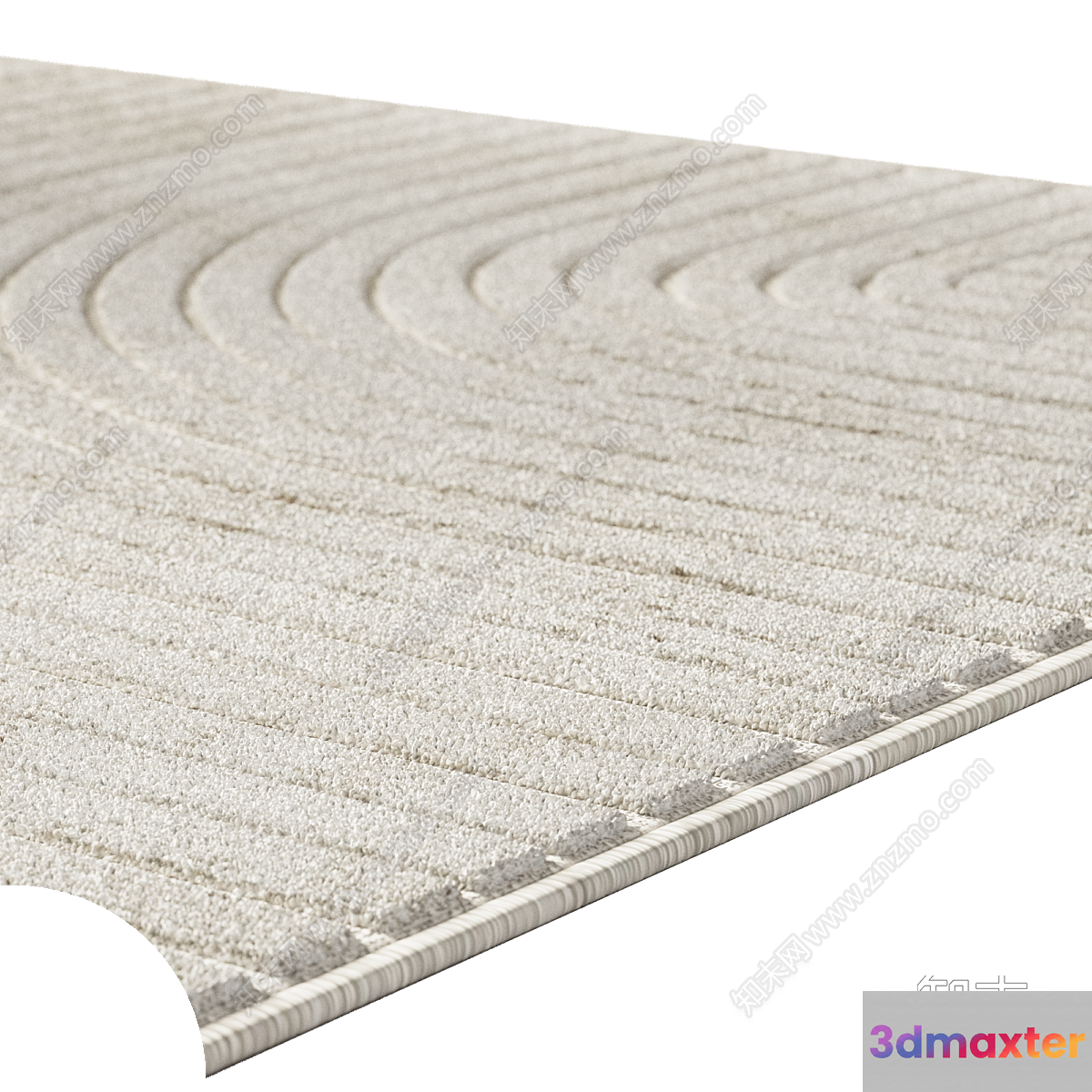 A Beige Rug With A Striped Pattern 3D Model - 12854 - CORONA Render