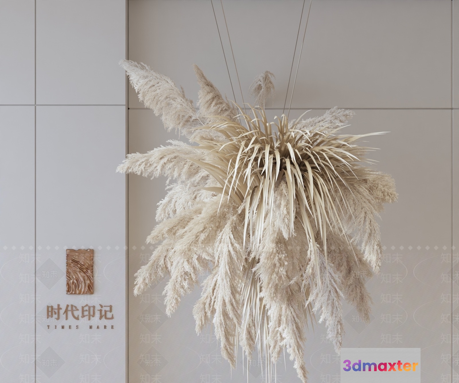 The Single Main Subject Is A Chandelier Made Of White Feathers 3D Model - 1966 - VRAY Render