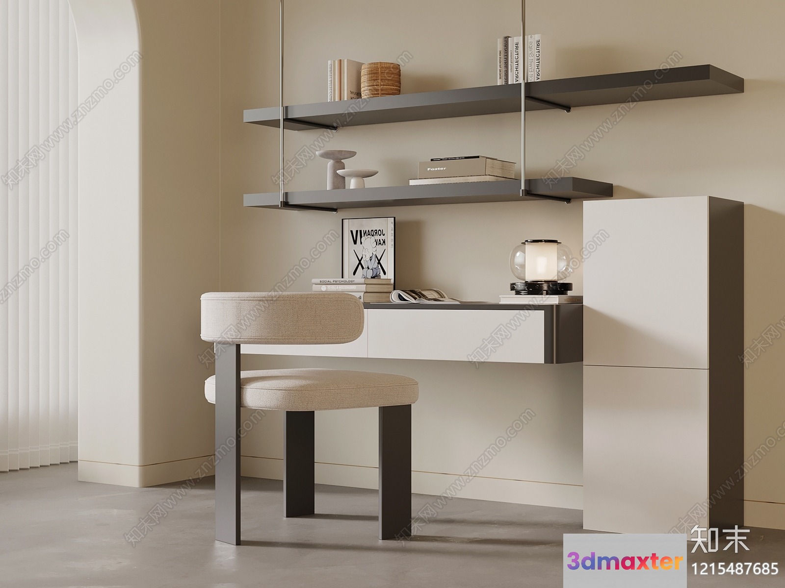 Modern Minimalist Study 3D Model - 10511 - VRAY Render