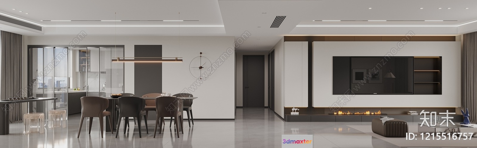 Modern Living Room 3D Model - 10642 - VRAY Render