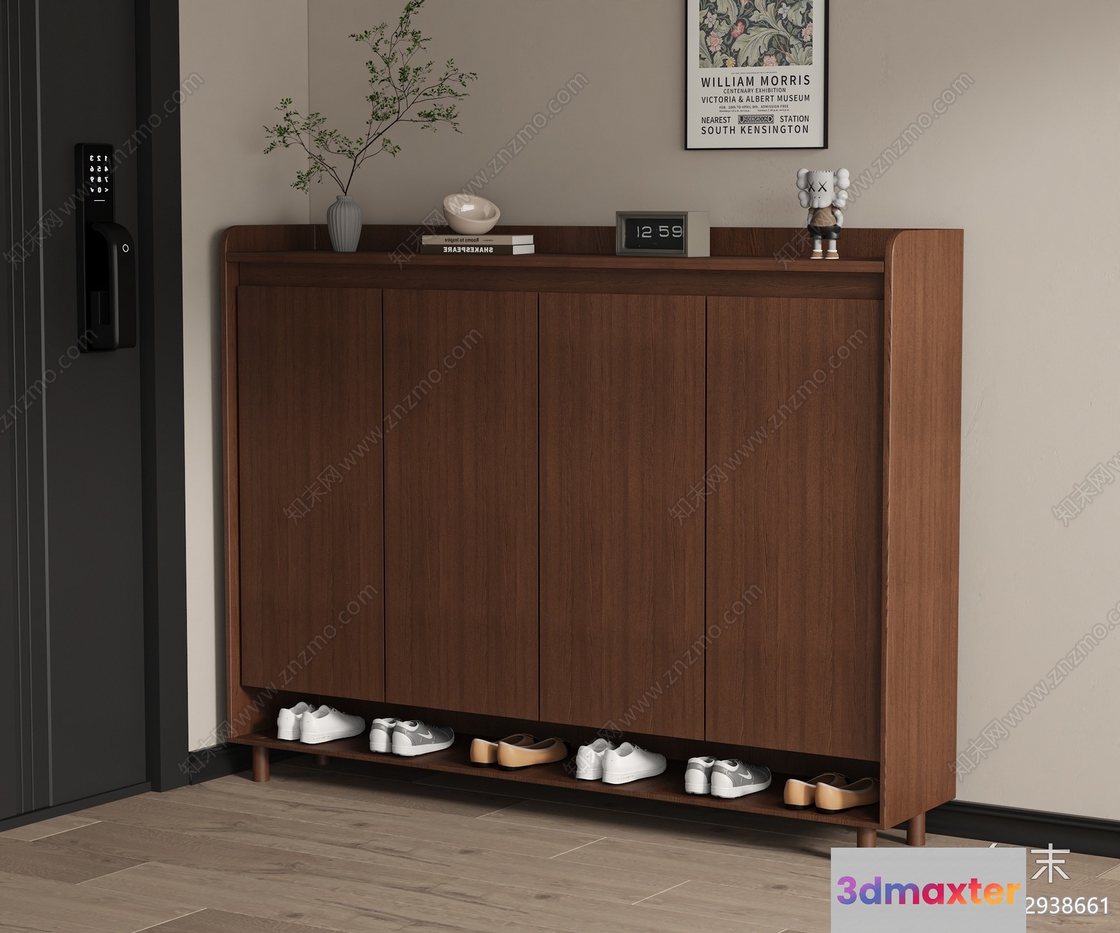 A Wooden Shoe Cabinet 3D Model - 2800 - VRAY Render