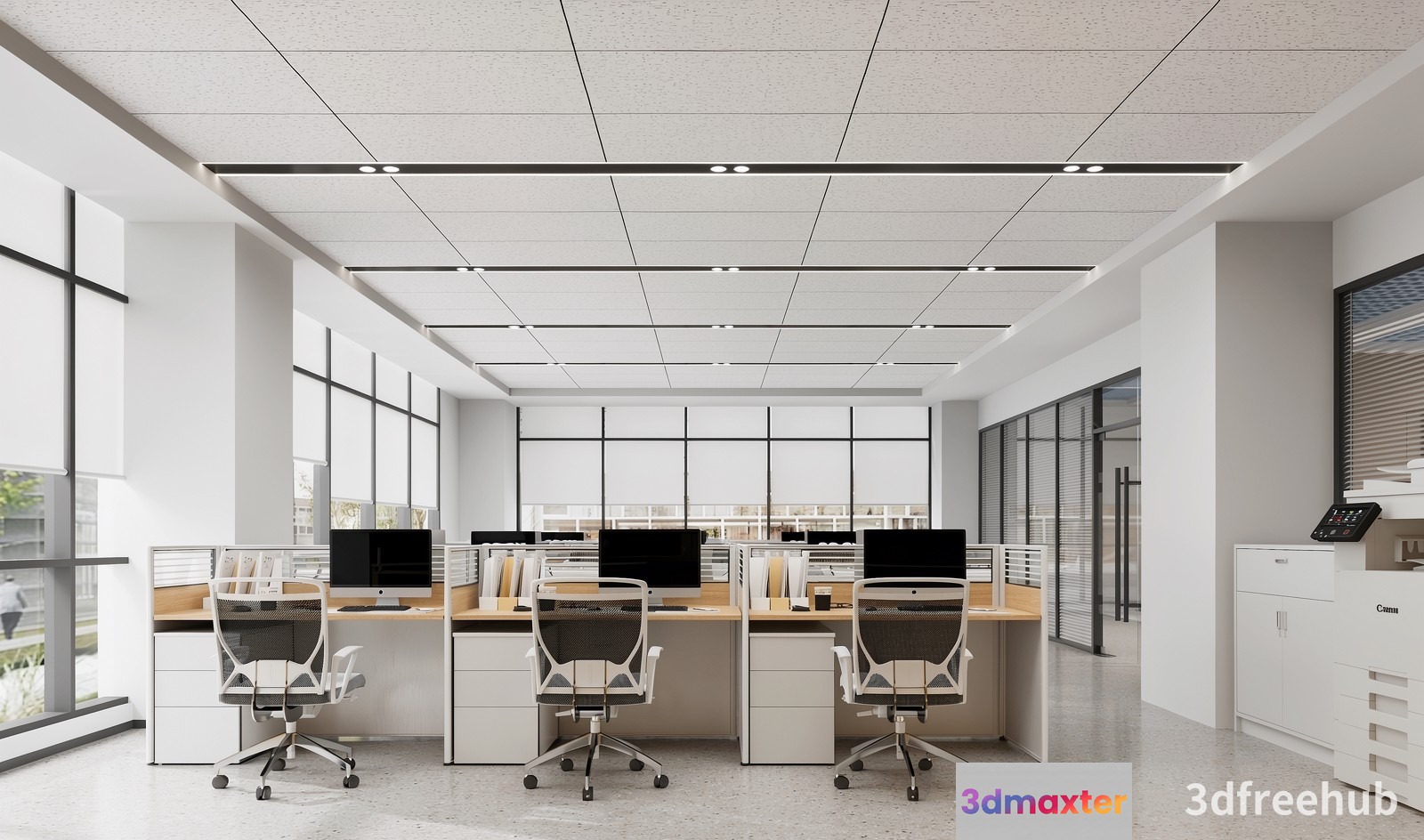 Modern Office Space 3D Model - 21916 - VRAY Render