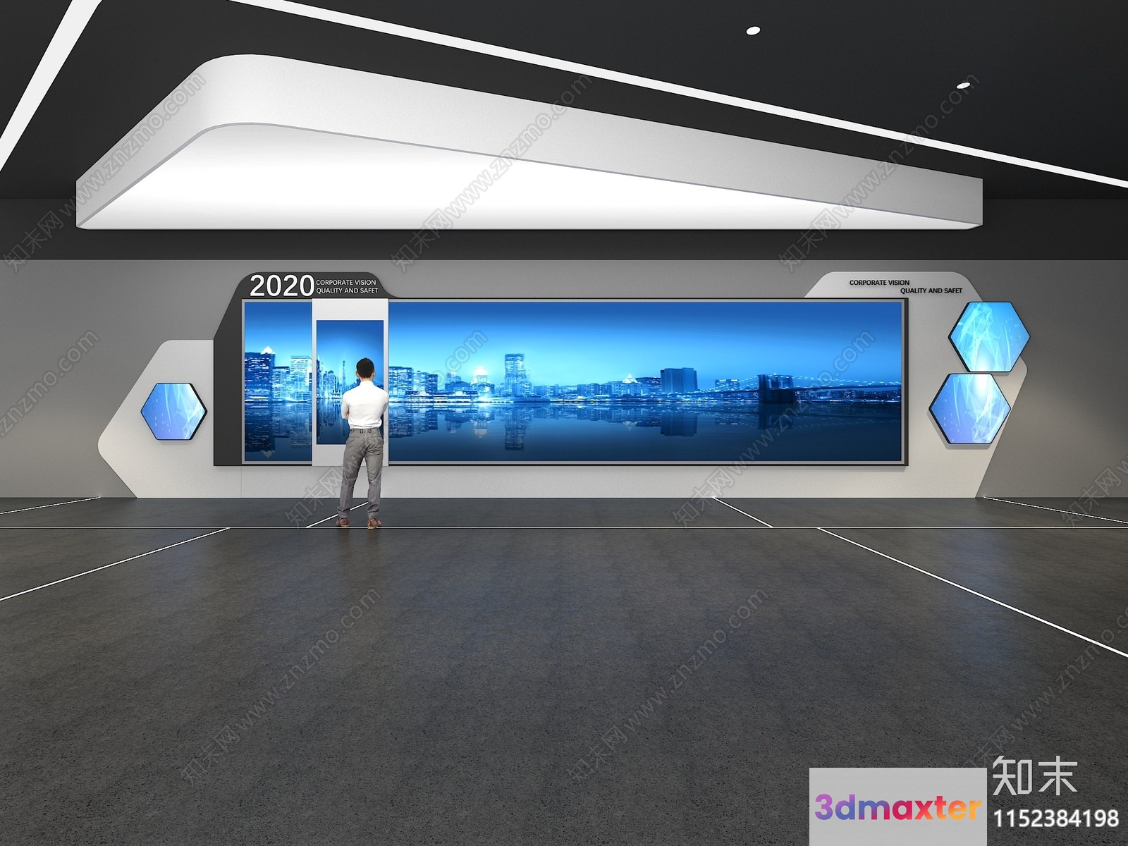 The Main Subject In This Image Is A Man Standing In Front Of A Large 3D Model - 7494 - VRAY Render