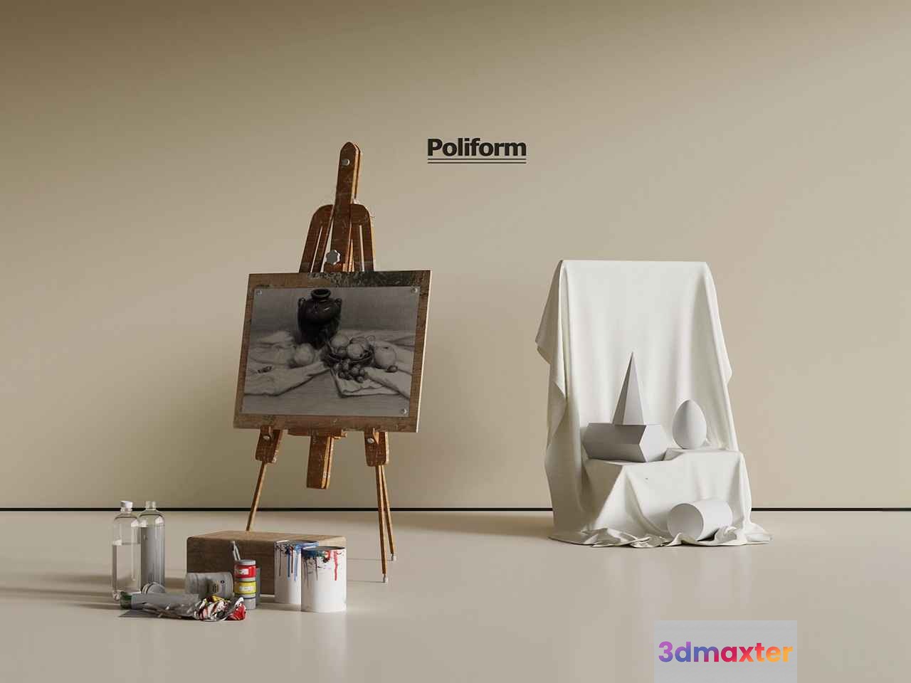 Art Studio Setup 3D Model - 15145 - VRAY Render
