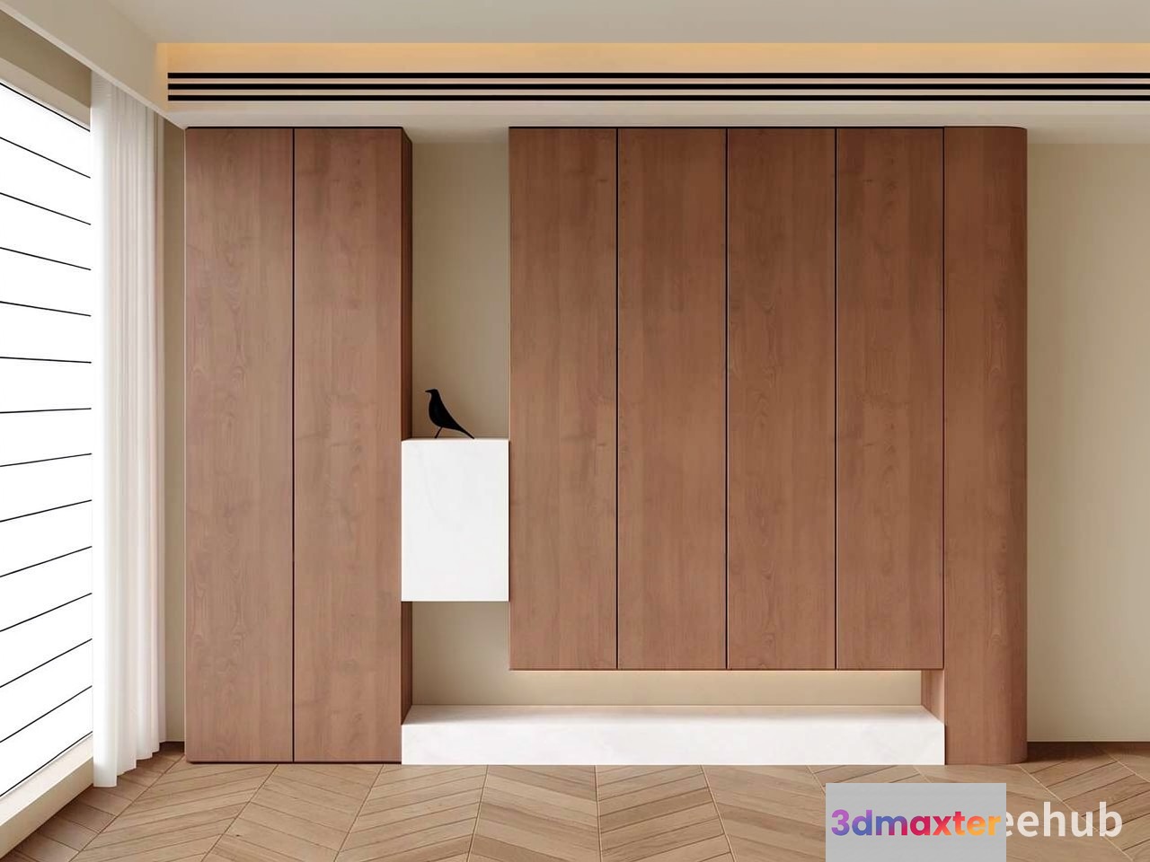 Modern Wooden Cabinets 3D Model - 19163 - VRAY Render