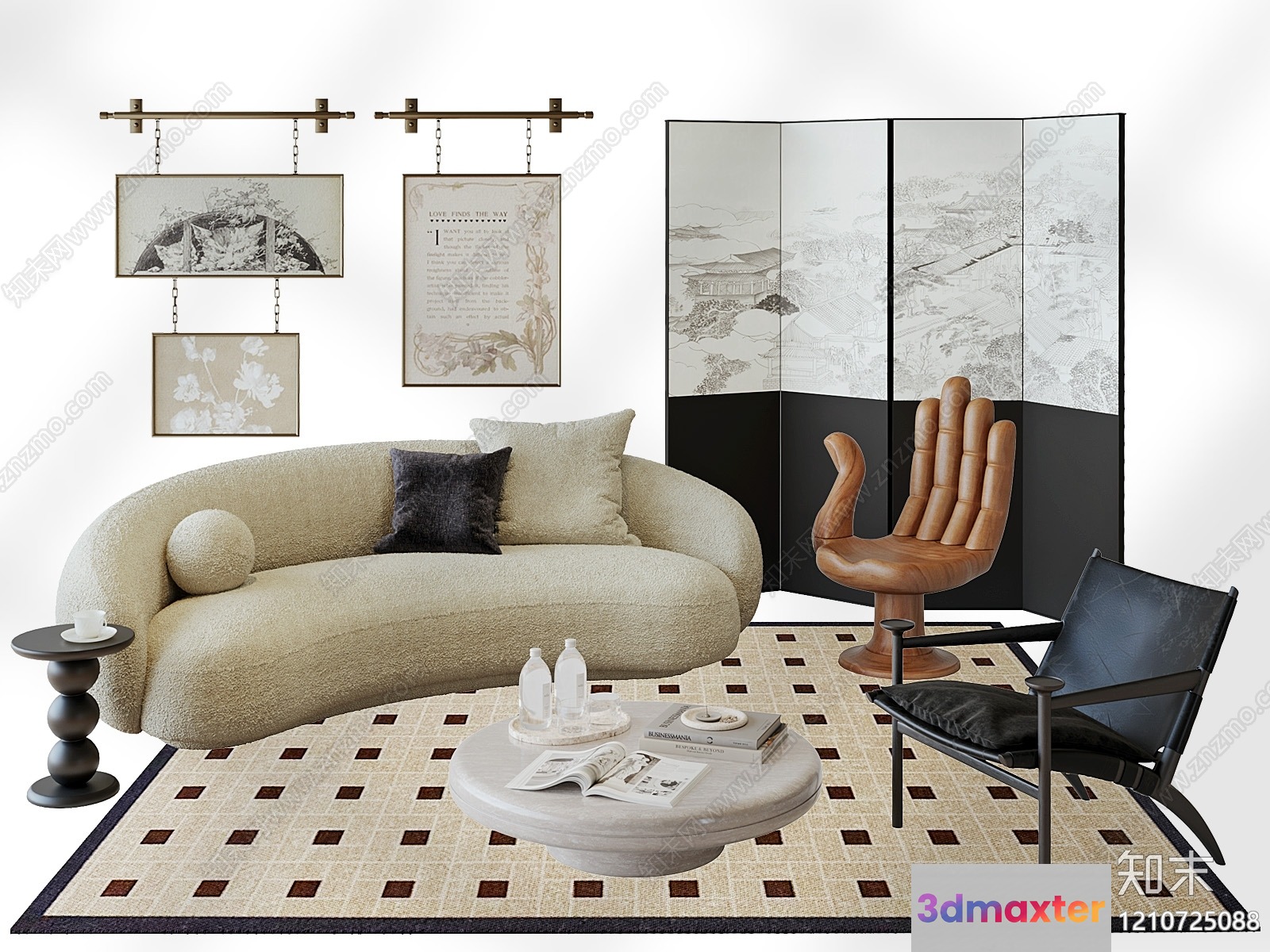 Modern Living Room 3D Model - 1177 - VRAY Render
