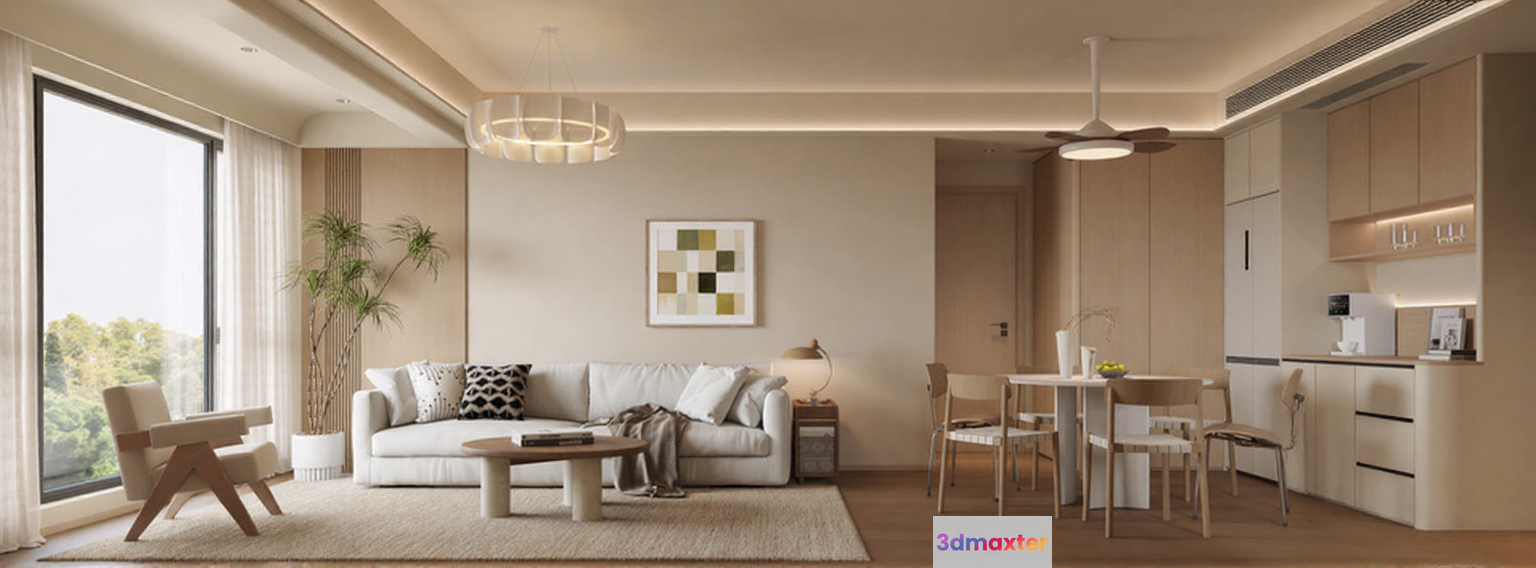 Modern Living Room 3D Model - 21332 - CORONA Render