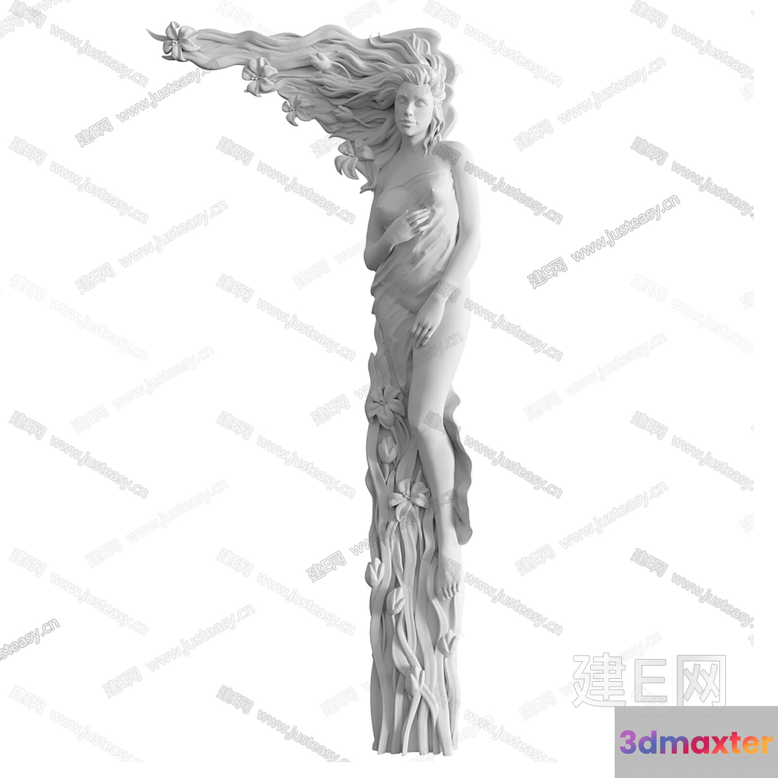A Woman With Long Hair 3D Model - 17117 - VRAY Render