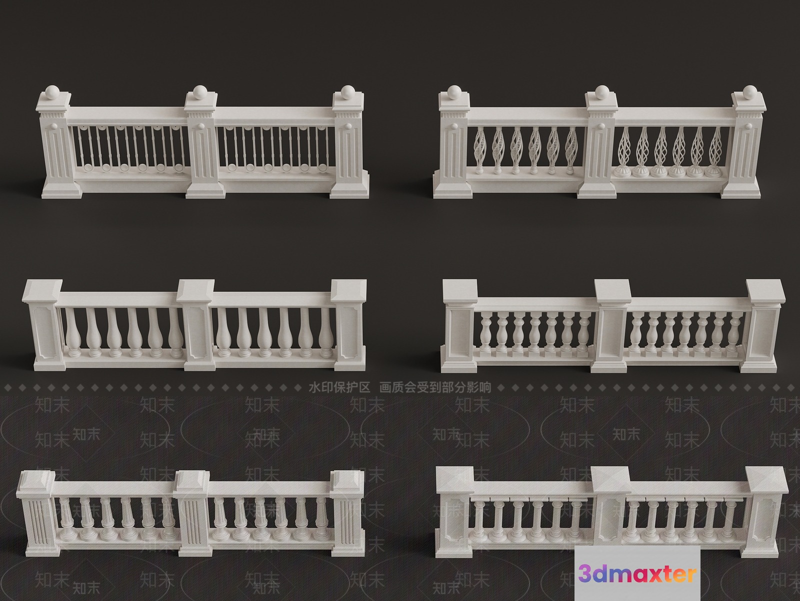 Traditional Balcony Railing 3D Model - 3794 - VRAY Render