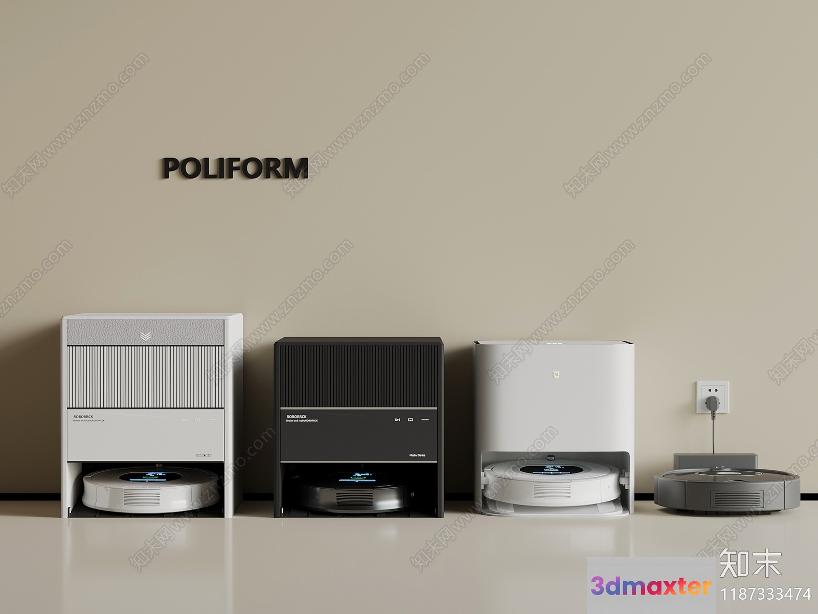 A Row Of Record Players 3D Model - 10298 - VRAY Render