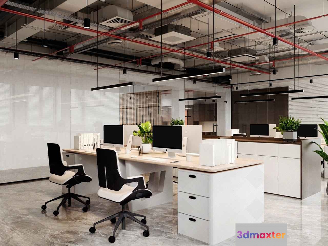 Modern Office Space 3D Model - 7634 - CORONA Render