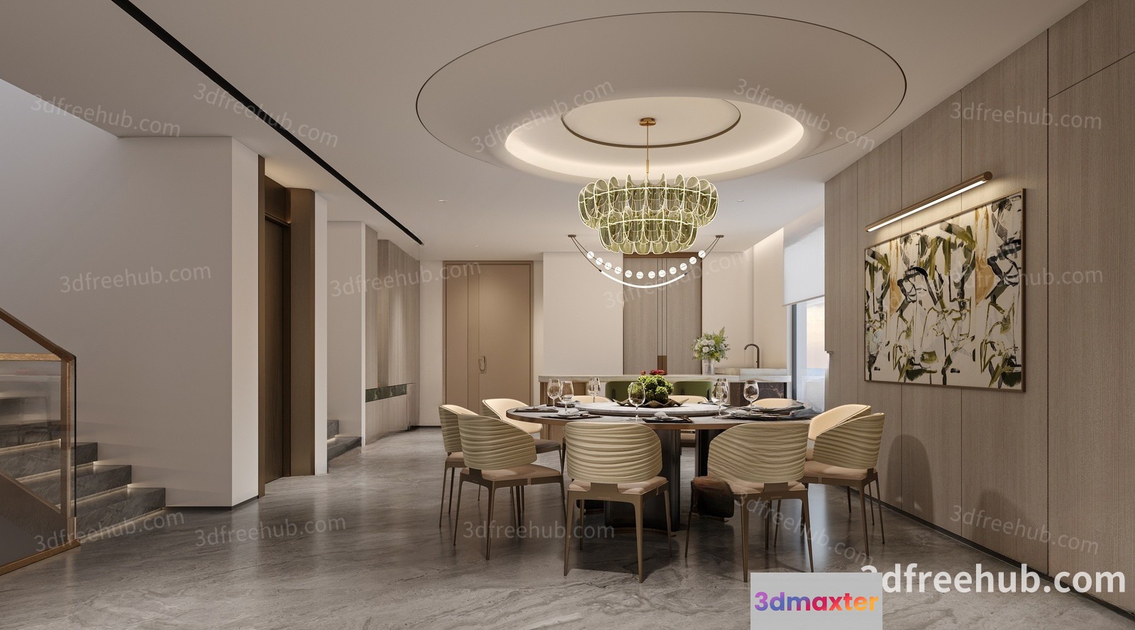 Modern Dining Room 3D Model - 18681 - VRAY Render