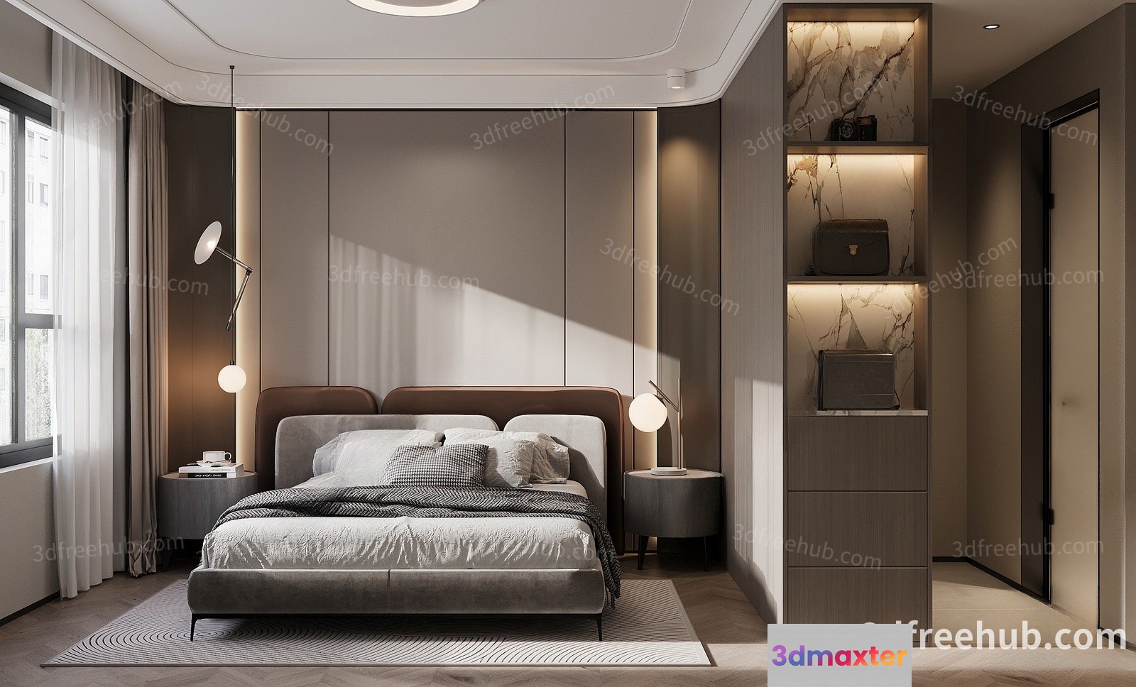 Cozy Modern Bedroom 3D Model - 21240 - VRAY Render