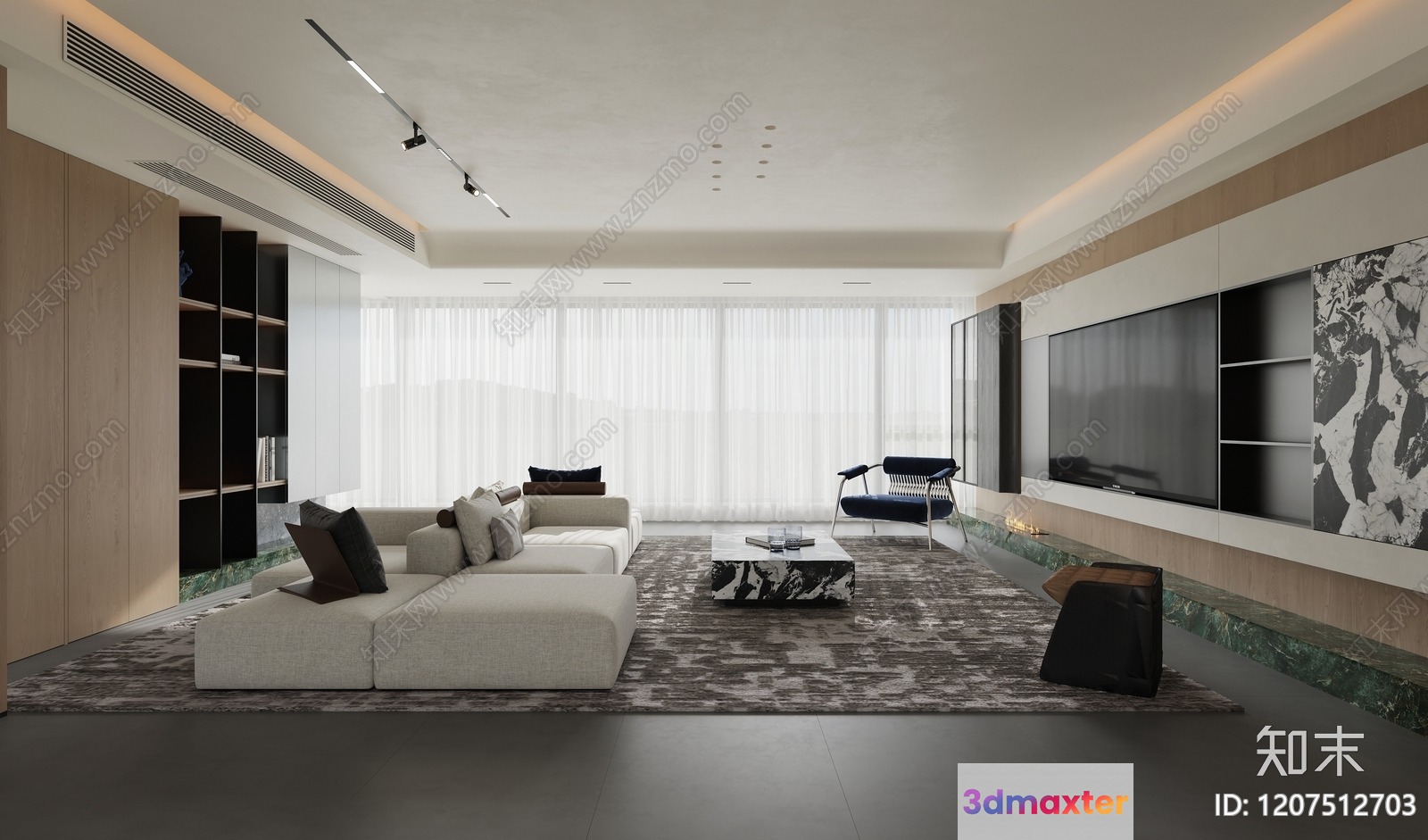 Modern Living Room 3D Model - 3767 - VRAY Render